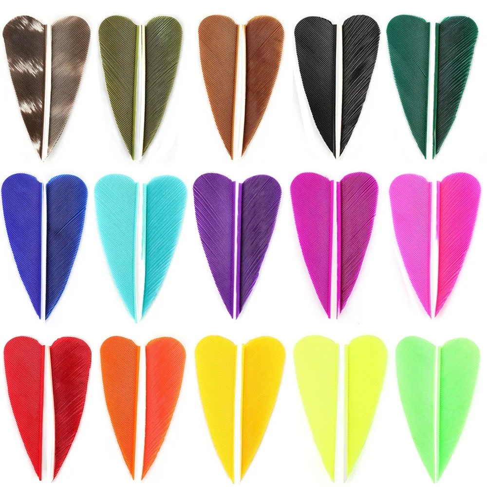 

50pcs 2inch Turkey Arrow Feather Heart-shaped Colorful Fletching Vanes Outdoor Recurve Bow Shooting Hunting Target Accessories