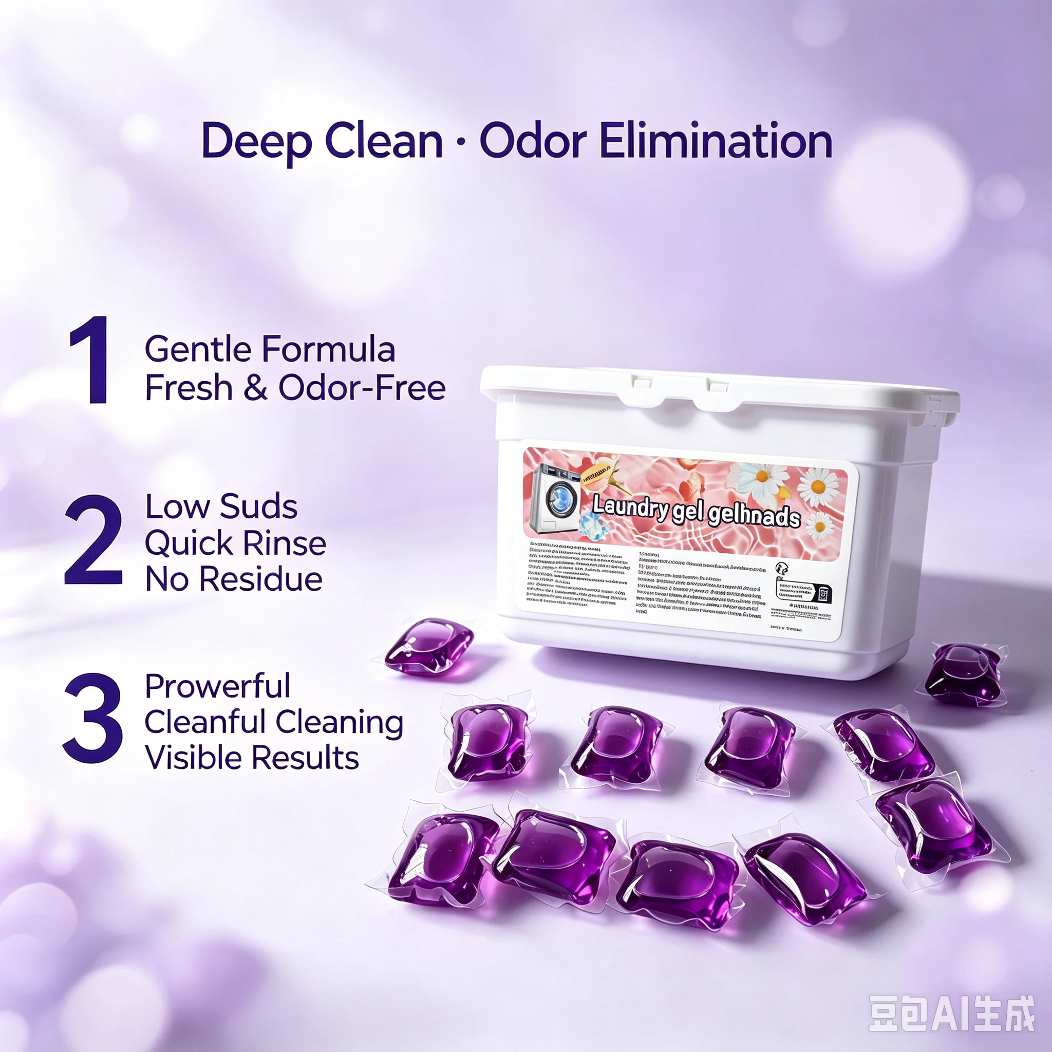 20/50pcs Giant Single-Chamber Laundry Detergent Pod - Lavender Laundry Detergent Pod - 8 G/pod. Ultra-Concentrated, One-Rinse,