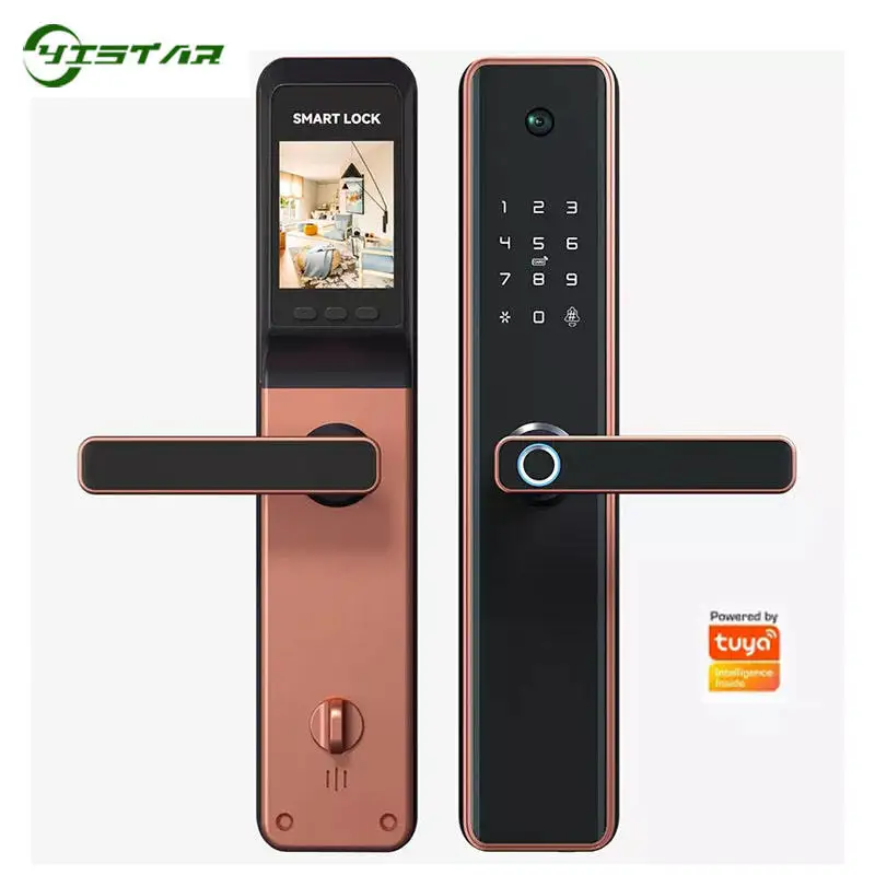 2024 Hot Selling Tuya Smart Lock with Cat's Eye and Doorbell Fingerprint Wifi Tuya Smart Lock Digital Logic Circuits Door Lock