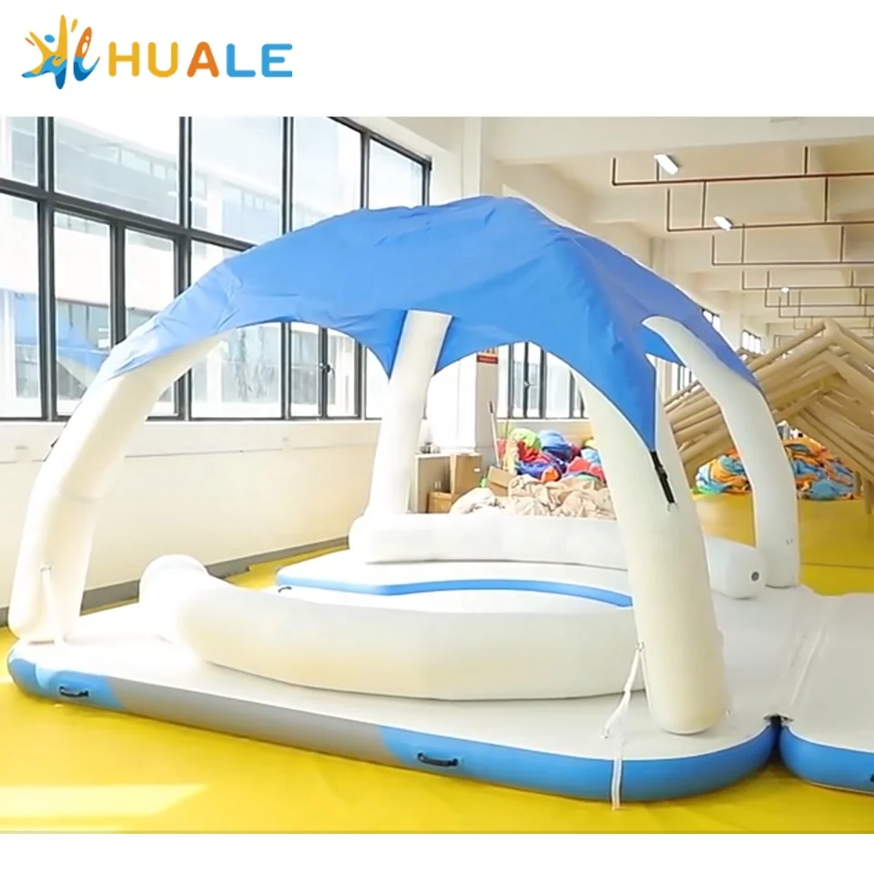 Inflatable Floating Dock Swim Island Drop Stitch With Ladder Yacht Water Park Summer Leisure Vacation OEM Custom Platform