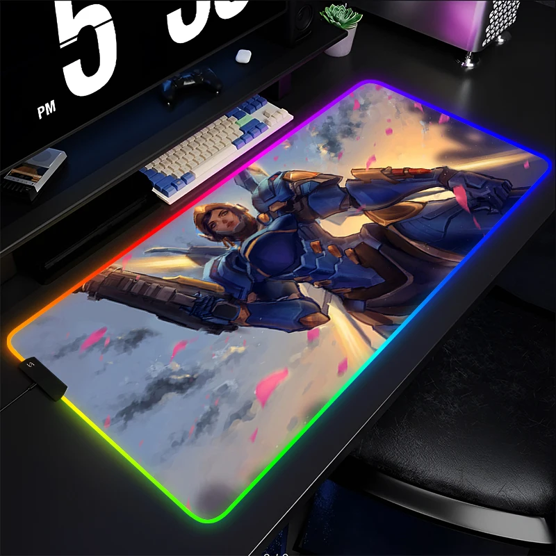 

Коврик для мыши, игровой резиновый мини-RGB PC Overwatch Pharah, коврик для клавиатуры, светодиодный коврик для ноутбука, компьютера, скоростной настольный коврик, игровые аксессуары, коврик для мыши