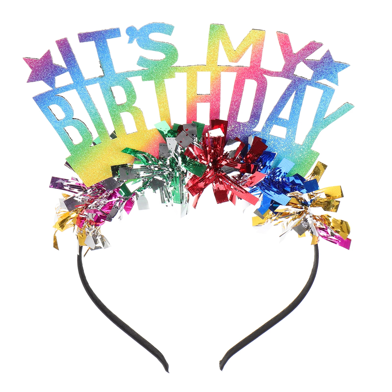 

Multicolor Glitter Birthday Headband It'S My Birthday Crown Hairband For Party Decoration Adults Rainbow