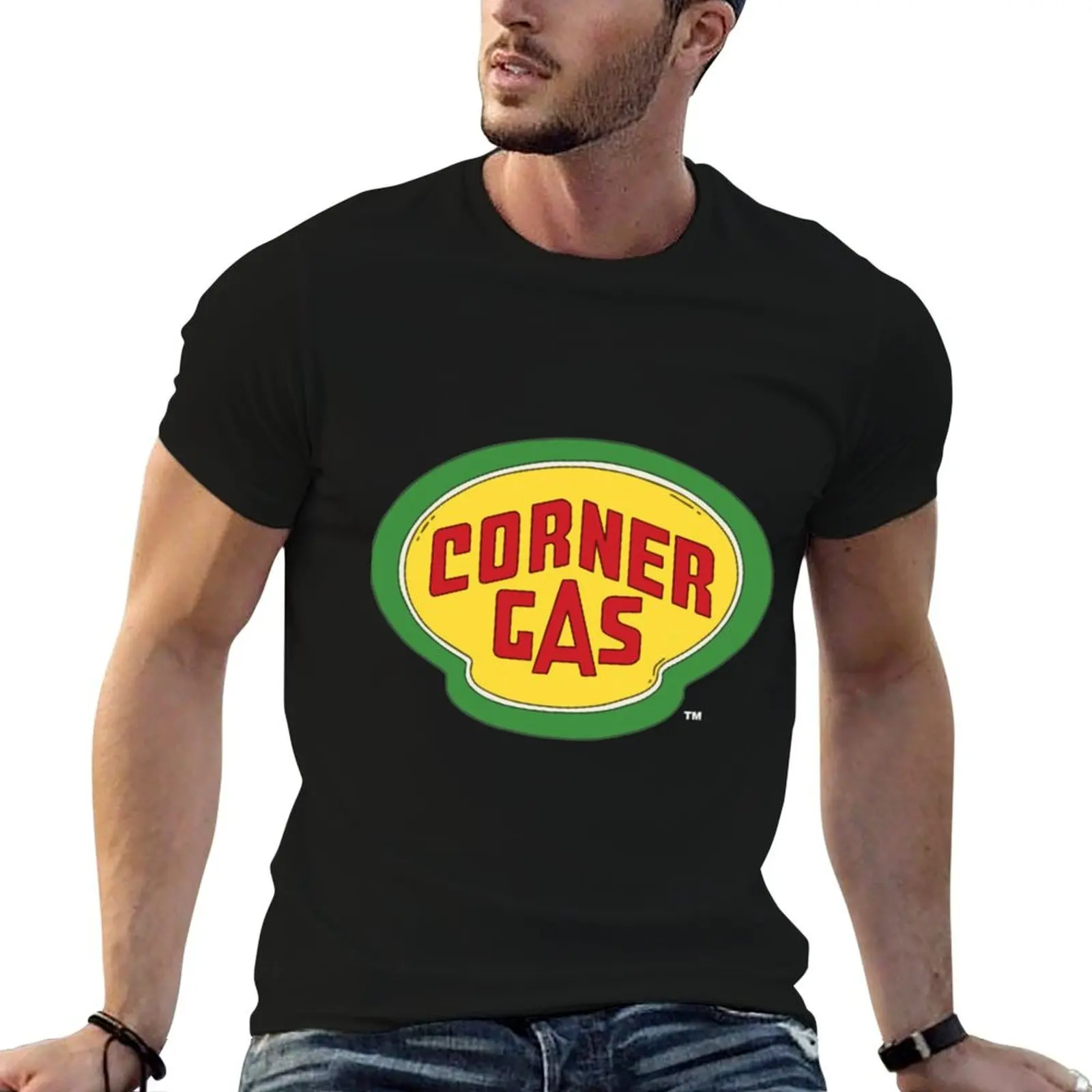 

Corner Gas Logo Wwhite Text T-Shirt t shirts for man cotton funny t shirt man designer T-Shirt