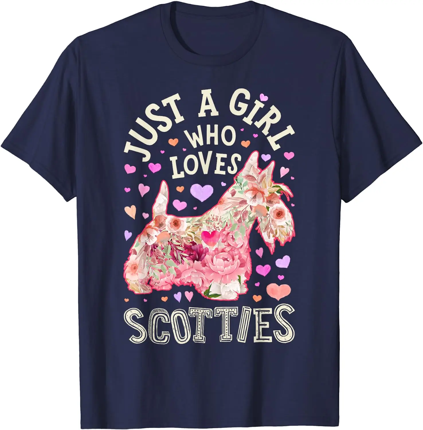 Scottie Scottish Terrier Just A Girl Who Loves Dog Flower t-shirt per uomo donna Streetwear Cotton Daily Four Seasons Casual