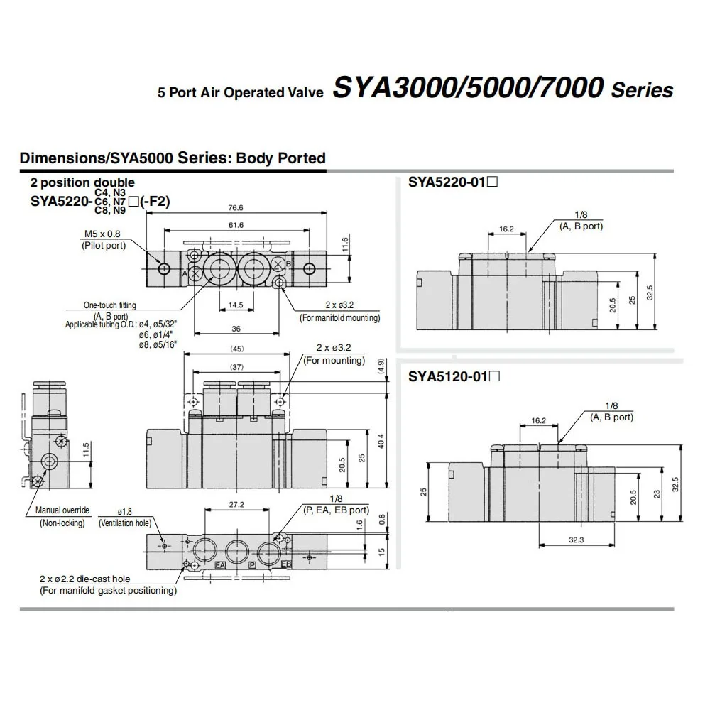 صمام لولبي Electric control valve SYA5120 SYA5220 SYA5320 SYA5420 SYA5520 01 pneumatic solenoid control valves الهواء المضغوط — تفصيل 4