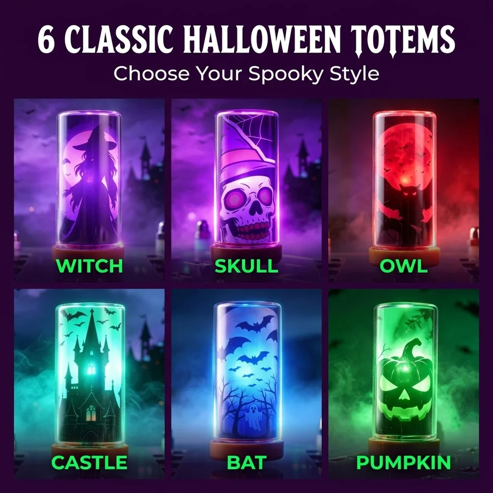 Halloween USB Atmosphere Light RGB Colorful LED Night Lamp Plug and Play Car Interior Ambient Lighting Mini Party Light