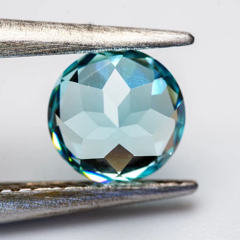 Wählbares Zertifikat Neuer im Labor gezüchteter Paraiba-Saphir, runde Form, 100-fach facettierter Edelstein für die Schmuckherstellung – Detail 2