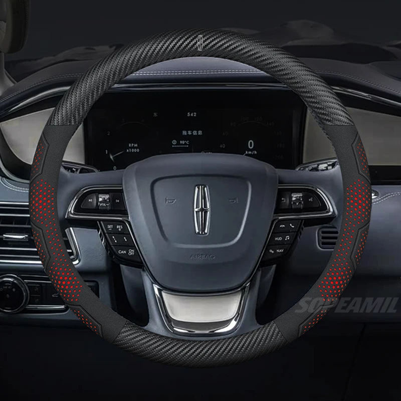 

For Lincoln Z MKZ MKT MKC MKX MKS Navigator Aviator Nautilus Corsair Continental Carbon fiber Suede Car Steering Wheel Cover