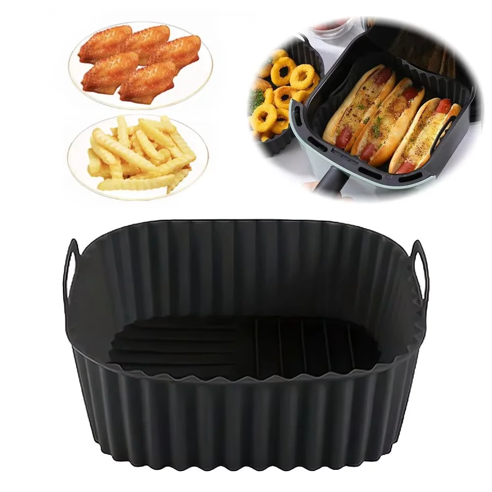 Quadratische Antihaft-Silikon-Einlagen Wiederverwendbare Heißluftfritteuse-Matte Geeignet für 4-7QT Heißluftfritteuse Ofen Mikrowelle Backen