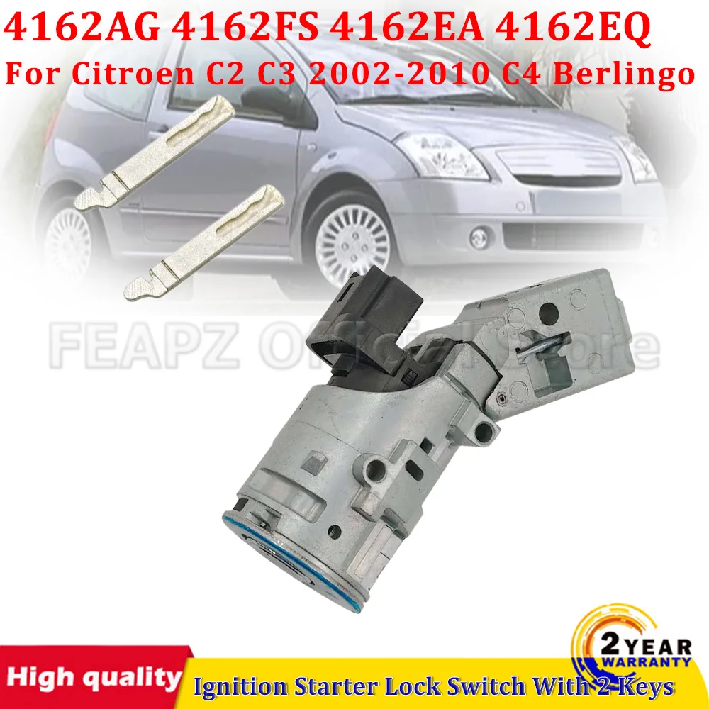 

4162AG 4162.AG 4162PT 4162.PT 4162EQ Ignition Starter Switch Barrel Lock With 2 Keys For Citroen C2 C3 2002-2010 C4 Berlingo