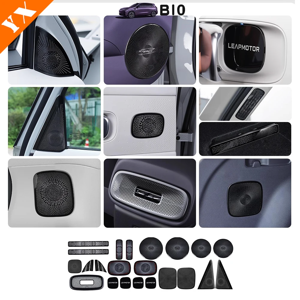 

For Leapmotor B10 accessories stainless Full set Car Horn Cover,Car Center Air Outlet Horn Cover, Rear Air Outlet Horn Cover