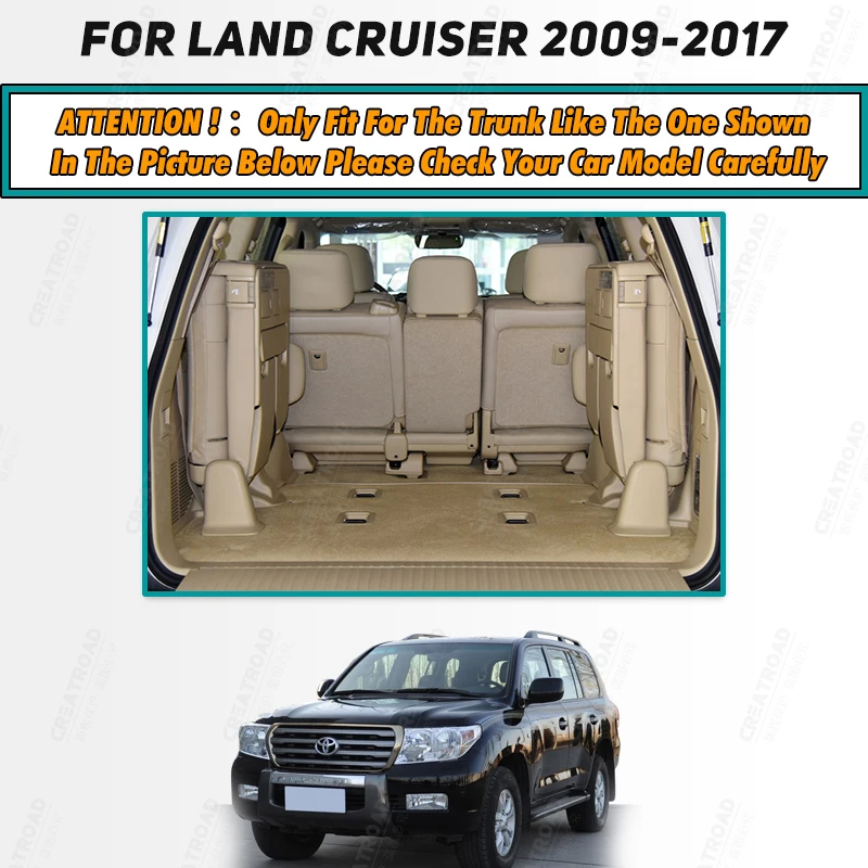 Full Coverage Trunk Mat For Toyota Land Cruiser 2009-2017 16 15 14 13 12 11 10 Car Boot Cover Pad Interior Protector Accessories