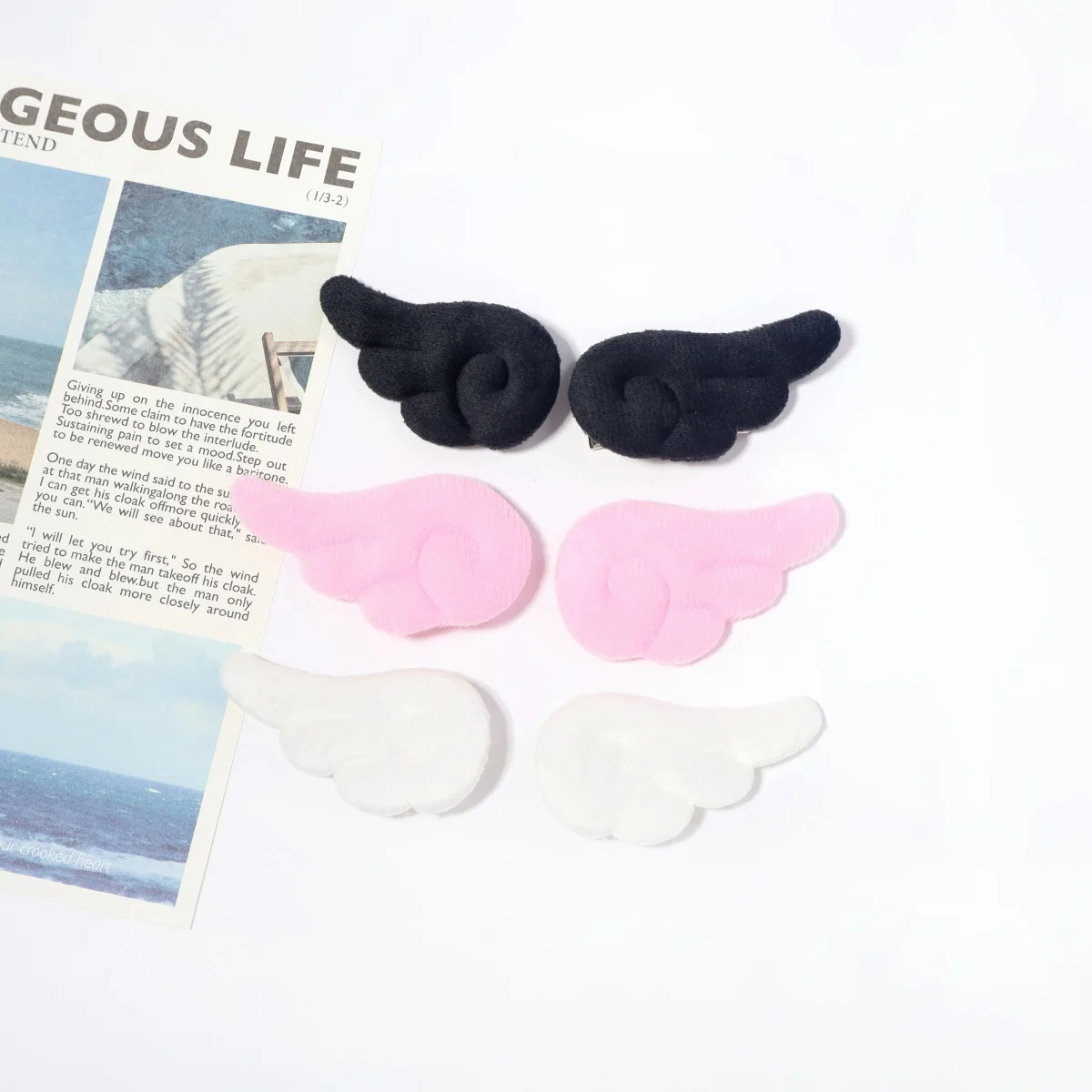 Kawaii Angel Hair Clip Plush Wing Design Adorable Fluff Barrettes for Girls Children Gift