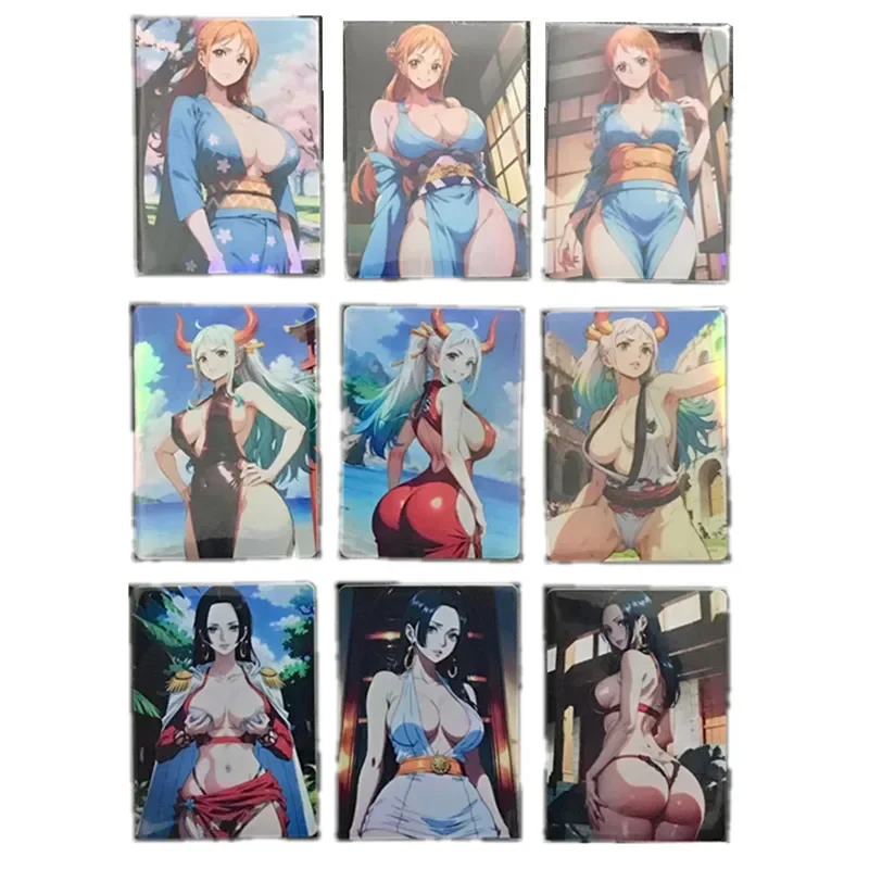 9Pcs/set Anime One Piece Nami Yamato Hancock Heroine Homemade Sexy Nude Card ACG Toy Gift Diy Classic Game Collection Card