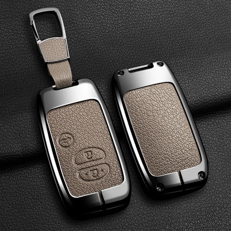 Auto-Schlüsselhülle aus Zinklegierung und Leder mit Kette für Toyota Prius 30 Alpha Aqua Land Cruiser Auris für Lexus LC 200 Schlüsseltasche – Detail 6
