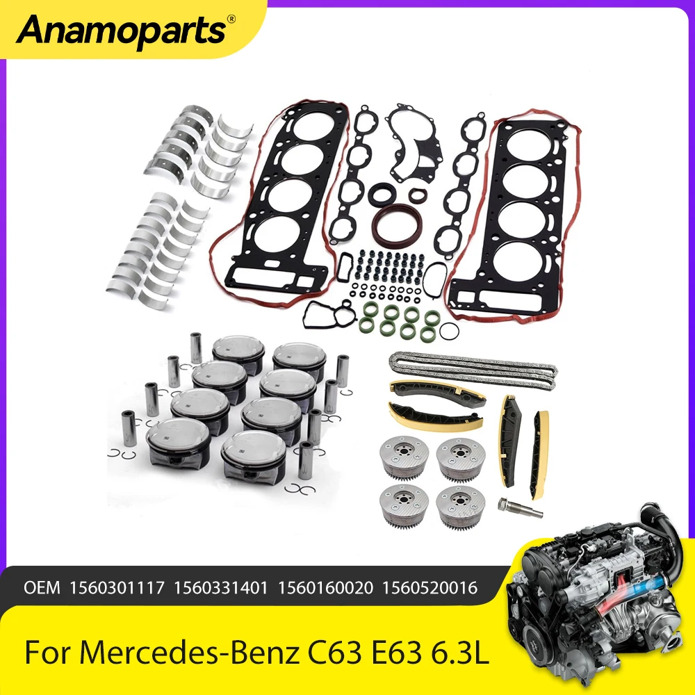 

Engine Parts Rebuild Full Gasket Piston Timing VVT Gears Kit For Mercedes-Benz C63 E63 SL63 AMG C216 W204 M156 6.3L Gas V8 DOHC