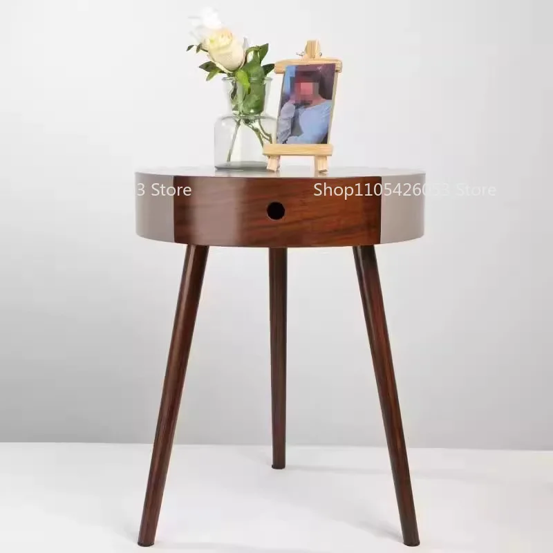 Italian minimalist round bedside table, drawer cabinet, living room side table corner, a few orders, small table ins storage