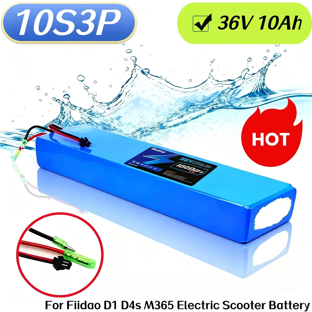 

10S3P 36V 10000mAh Rechargeable 18650 Li-ion Battery Pack for FIIDO Folding Moped City Bike D1 D2 D2S D4S.