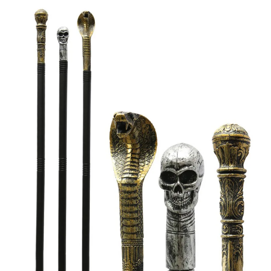 Halloween Cobras Wands Egyptian Staff Scepter Detachable Vintage Royal King Round Handle Cane Party Cosplay Costume Accessory