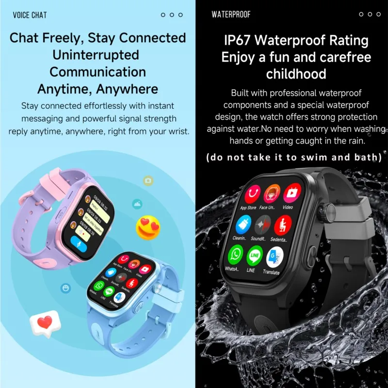 ساعة هاتف ذكي للأطفال 4G 2 + 16G GPS WIFI مكالمة فيديو APP تنزيل SOS ساعة ذكية للأطفال مراقب الموقع هدايا للأولاد والبنات