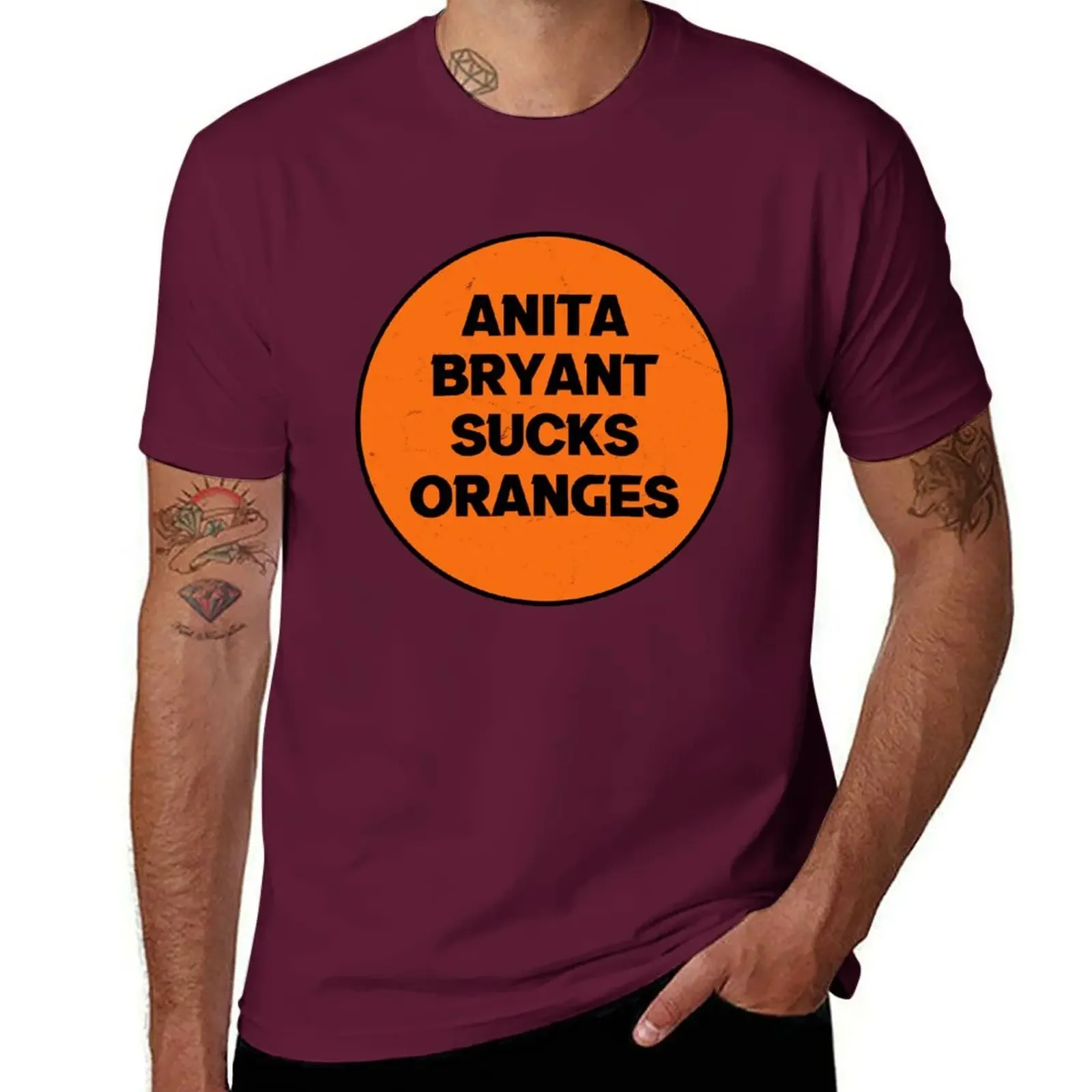 Sweat Anime Clothes Plain for A Boy Men Clothing Anita Bryant Sucks Oranges T-Shirt Men Clothing Oversized Graphic Tops summer