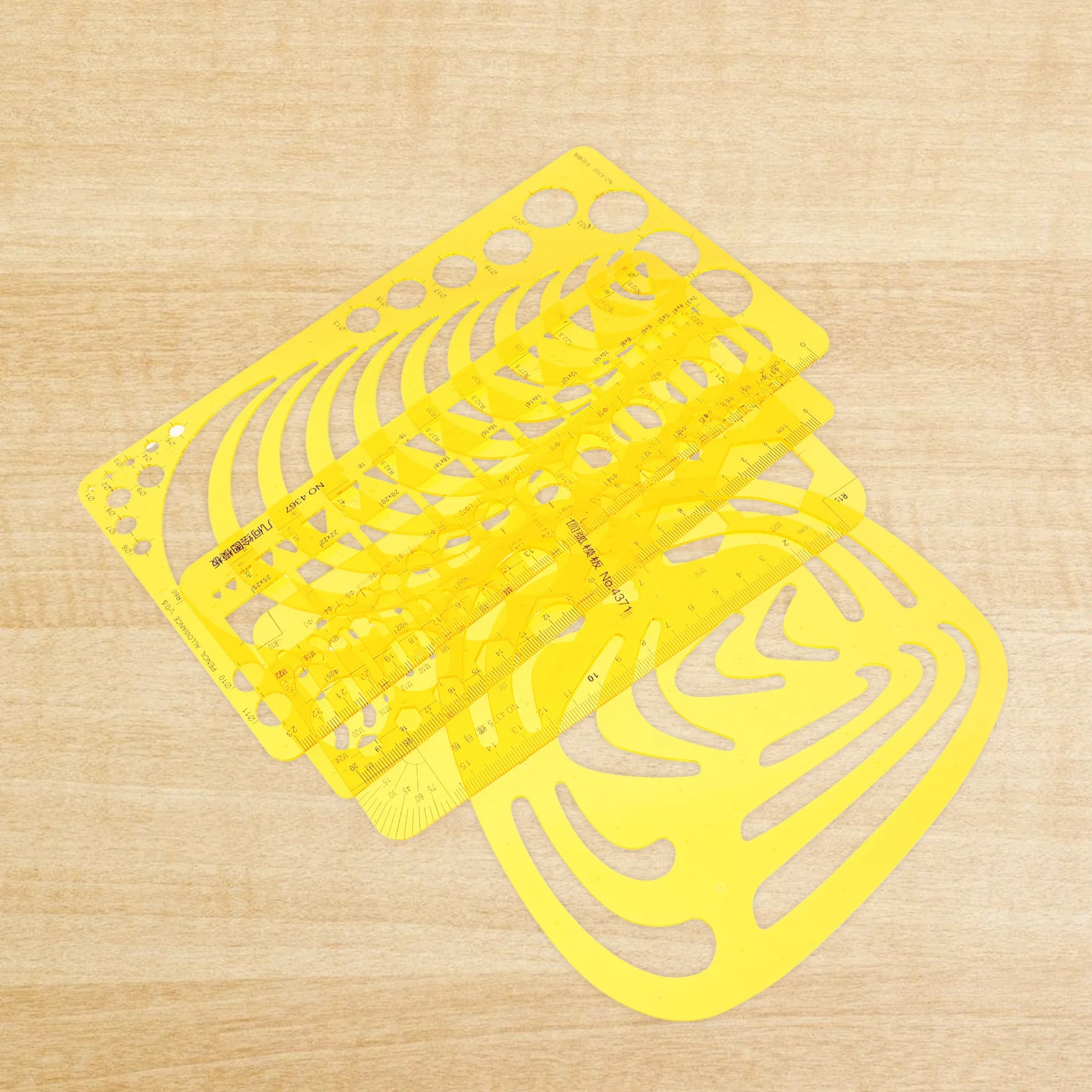 مجموعة مسطرة منحنية مكونة من 4 قطع، قالب قياس للخطة الموسعة، تصميم رسم برتقالي شفاف، مدرسة العمارة