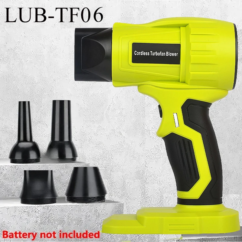 

LUB-TF06 Mini Brushless Turbo Blower Gun for RYOBI 18V Li-Ion Battery 96000RPM Brushless Motor High-Speed Blower with 5 Nozzles