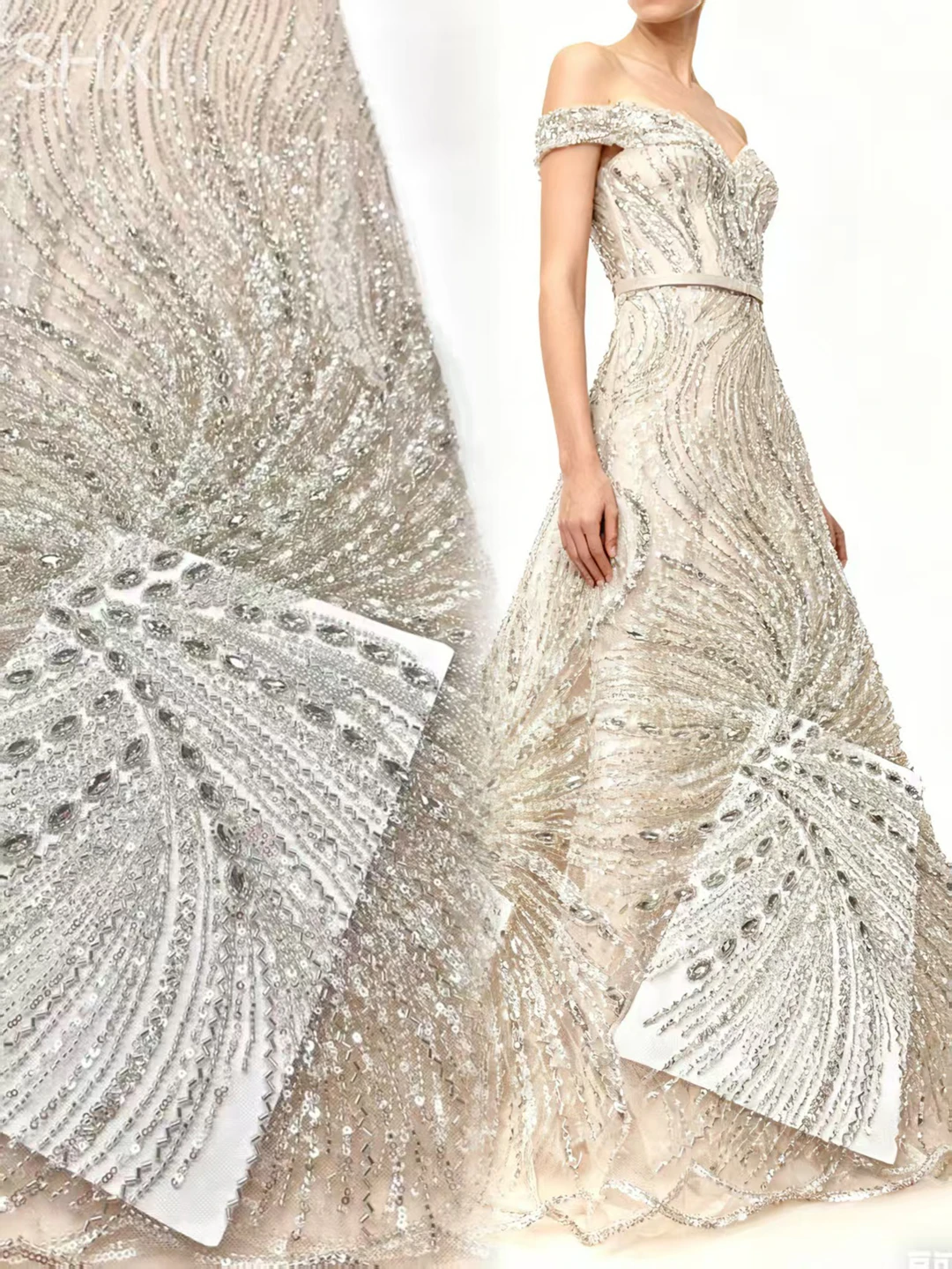 

Latest African Sequins Lace Fabric 2026 High Quality Lace Embroidery Beaded Mesh Fabric 5 Yards For Wedding Party Dress