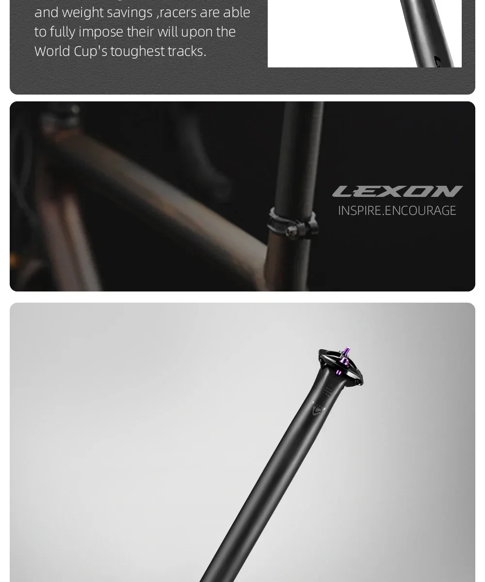 LEXON Ultraleichte Fahrrad-Sattelstütze aus Carbon, 27,2/31,6 mm, zwei Größen, für MTB/Gravel/Rennräder, 350 mm Länge, Fahrrad-Sattelstütze – Detail 11