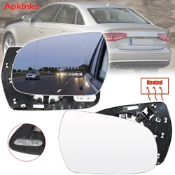 For Audi A4 2010-2016 A5 2010-2017 Left Right Side Door Wing Mirror Glass Heated Wide Angle Convex Rearview Rear View With Plate