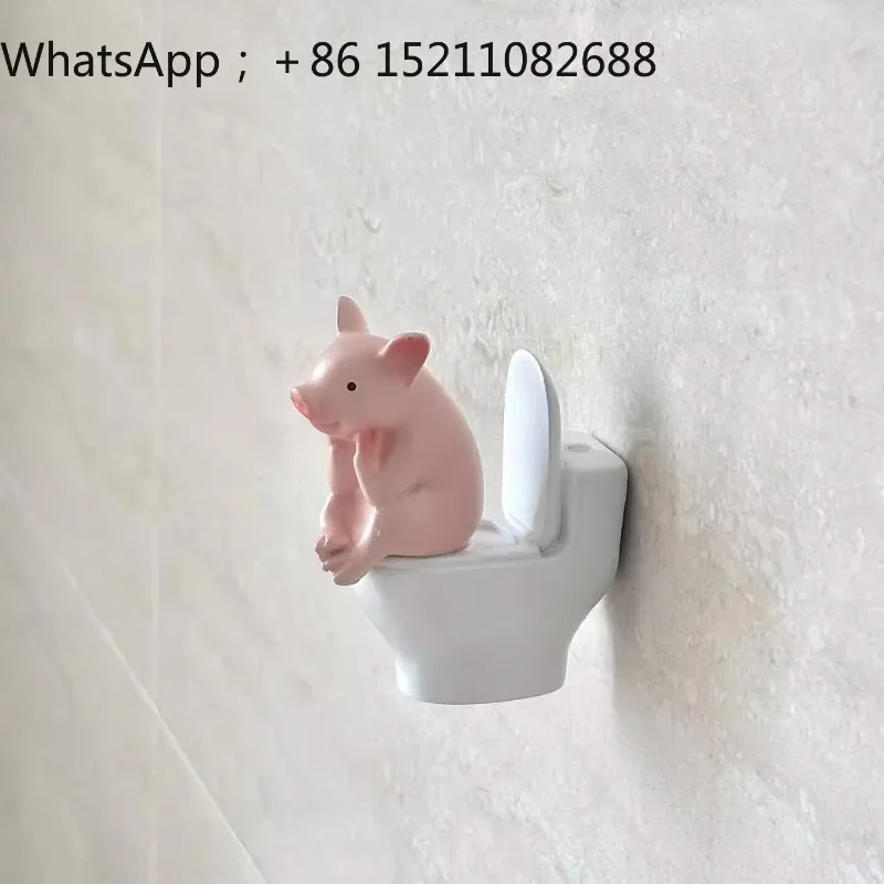 SCY piggy brushing teeth modeling bathroom washtable ornament healing system miniature ornament creative decoration