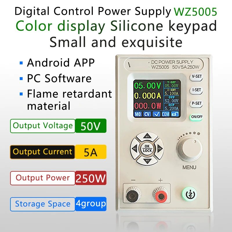 DC DC Buck Converter CC CV 50V 5A Power Module Adjustable Regulated Laboratory  Variable Power Supply Communication WZ5005