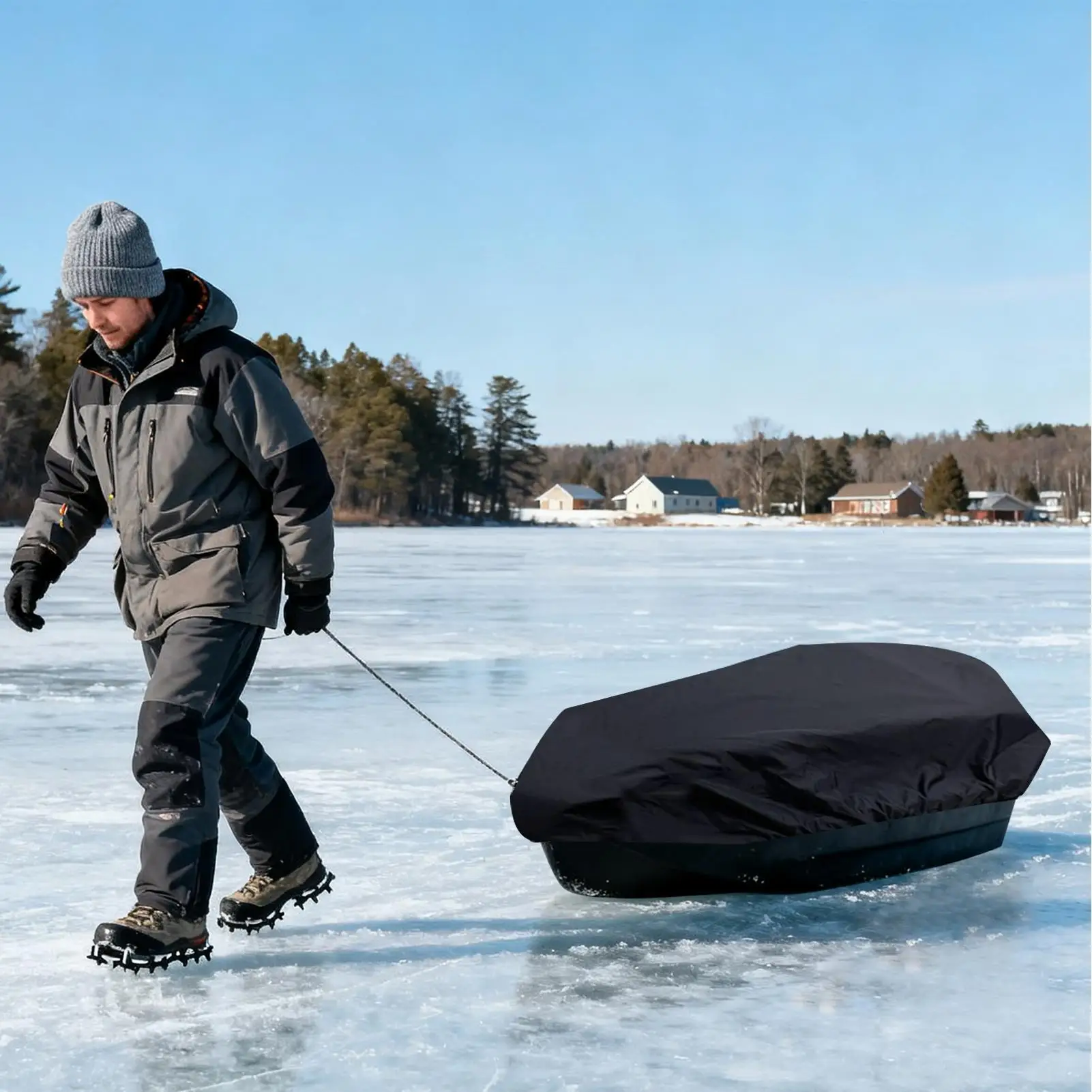Sled Covers Waterproof Foldable Protector 60.24x24.02x8.27in Oxford Ice Fishing Accessories With Elastic Bands For Winter