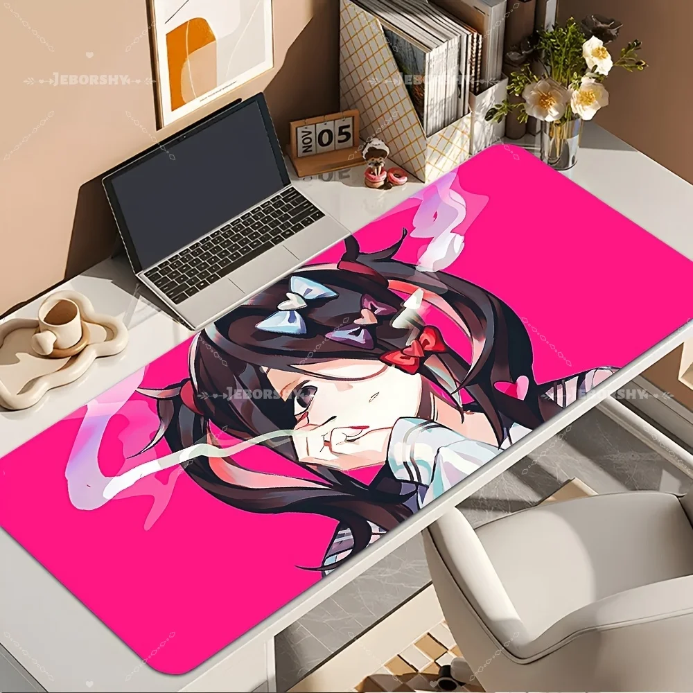 

Edgy Anime Girl Gaming Mouse Pad Non-slip Desk Mat with Stitched Edge for PC