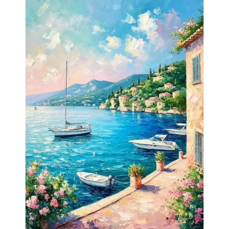 

GATYZTORY Port Painting By Numbers Unique Gift Crafts DIY Kits for Beginners Landscape Abstract Handpainted Picture With Numbers