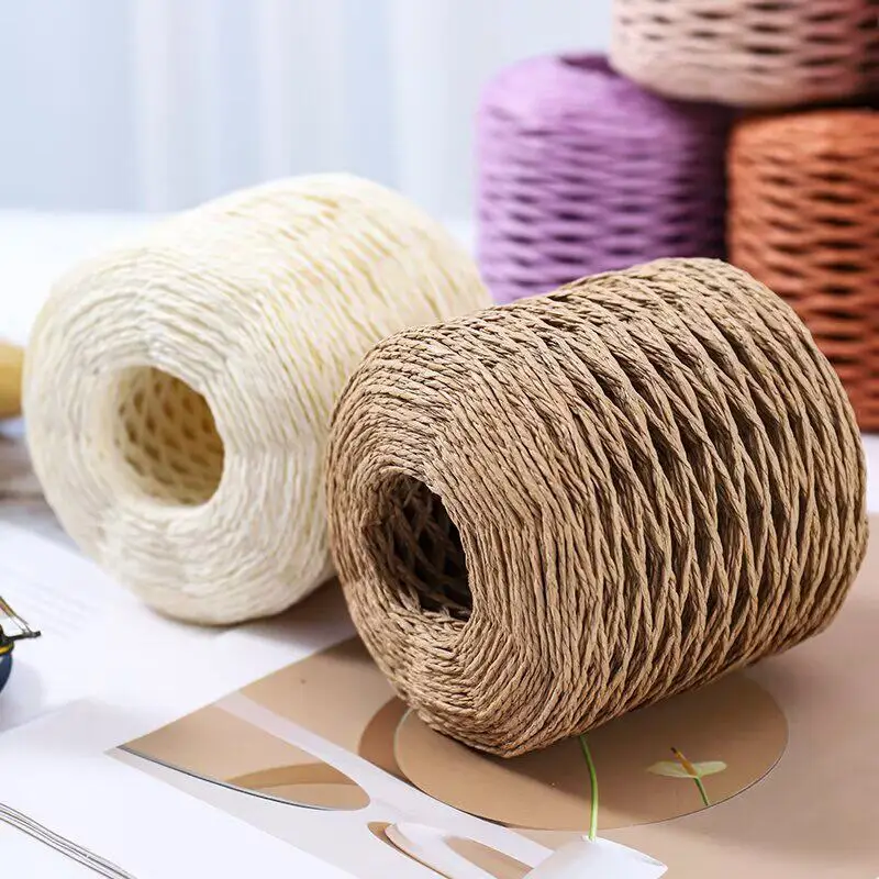 100g de hilo de rafia para sombreros de paja tejidos a mano, decoración de pared para el hogar, embalaje de regalo, bolsas de jardín, sombreros, hilo liso DIY, verano