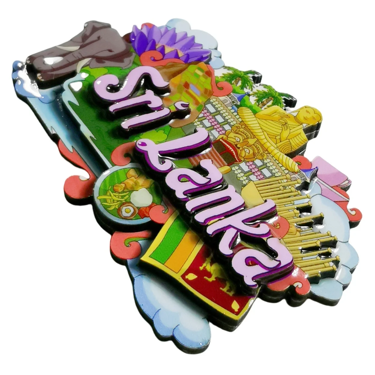 سريلانكا ثلاثية الأبعاد مغناطيس الثلاجة هدية تذكارية ، الخشب اليدوية سريلانكا مغناطيس الثلاجة مجموعة ديكور المنزل #3