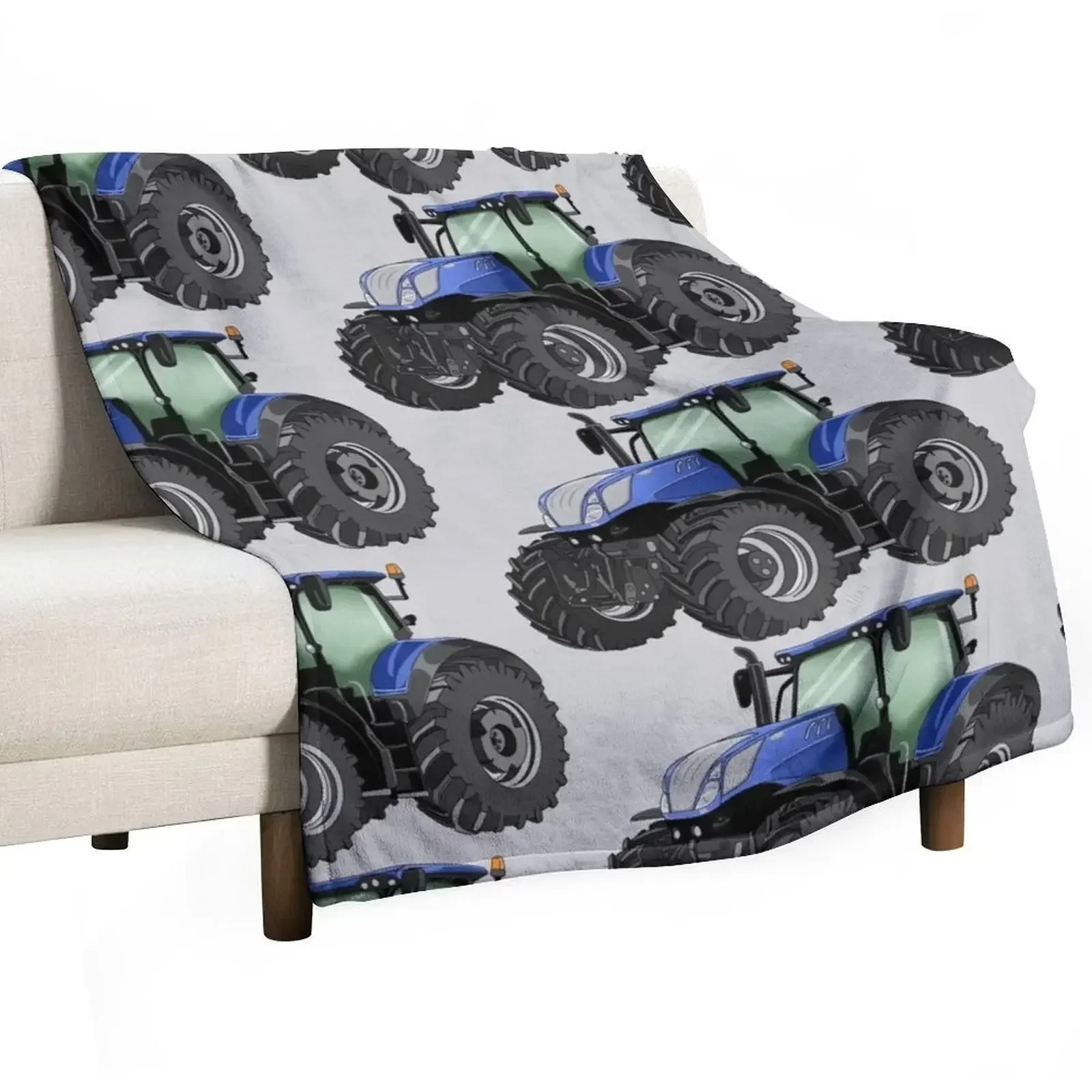 

Tractor Blue Tractor Drawing Throw Blanket Giant Sofa Vintage Retros Sofas Blankets