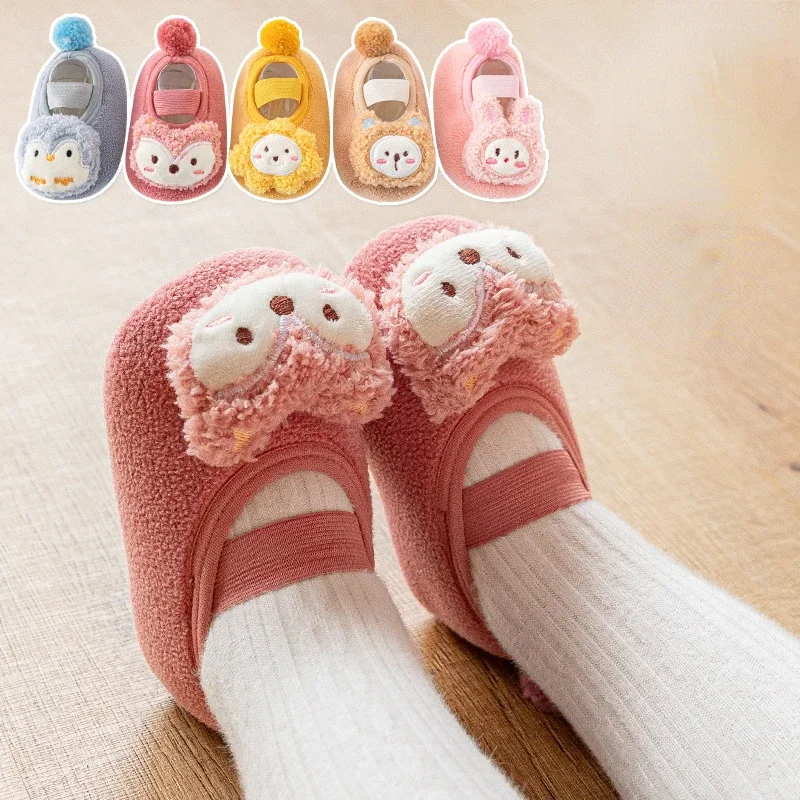 

Lovely Infant Slippers Toddler Kids Boy Girl Knit Crib Shoes Warm Cute Cartoon Anti-slip Prewalker Newborn Slippers Baby Shoes