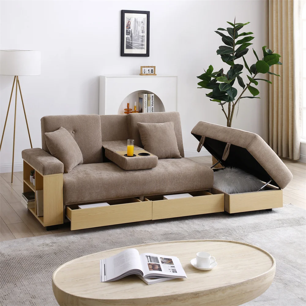 

Japan Microfiber L-Shaped Sofa Convertible Corner Sofa Suspender Bed Supplier with Living Room Apartment Storage Container