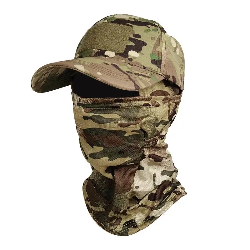 Tactical Baseball Cap Face Mask Hood Set Men Summer Snapback Sun Hats Outdoor Multicolor Camouflage Hunting Fishing Shield Cover