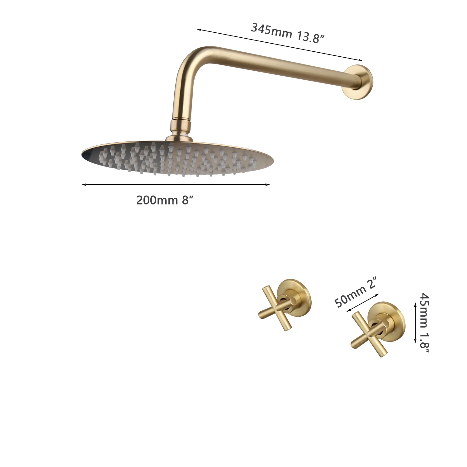 Imagem -02 - Kemaidi-brush Gold Bathtub Shower Faucet Grupo Sistema de Chuveiro de Chuva de Banheiro Montado na Parede Torneiras Misturadoras de Punho Duplo Tap