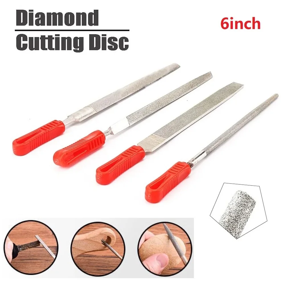 6inch Diamond Files Flat Flat/Half Round/Round/Triangle 233mm 45 Steel Diamond Coating Diamond Sand High Hardness