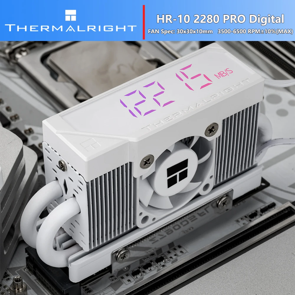 Thermalright HR-10 2280 PRO DIGITAL M.2 SSD Cooler With Screwdriver 5mmx4Units Heatpipe 30x30x10mm 4Pin Fan Temperature Control