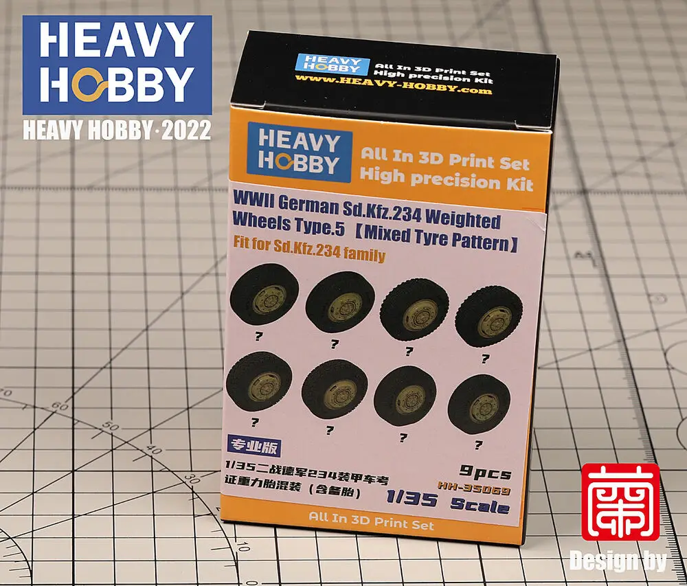 Heavy Hobby 3D Print kit HH35069 1/35 WWII German Sd.Kfz.234 Weighted Wheels (Mixed Tyre Pattern）