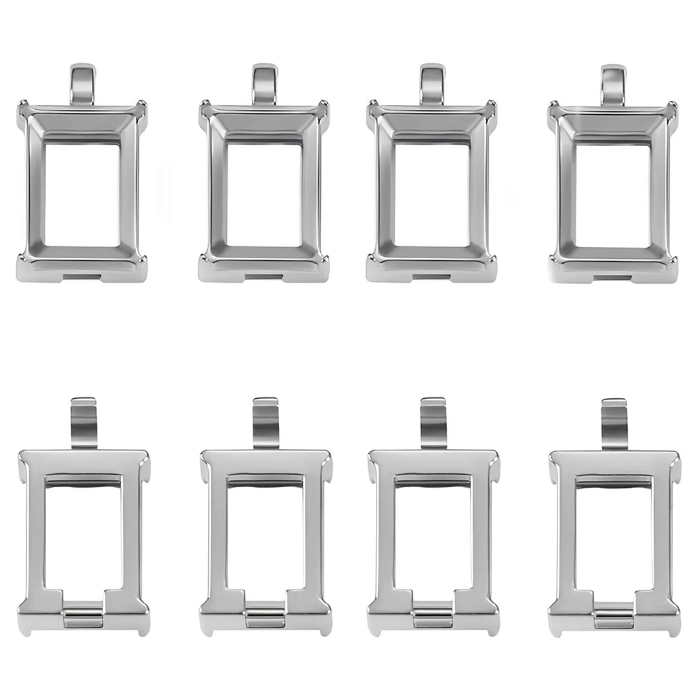 10 Stück rechteckige leere Krallenfassungen für Tennisarmbänder und Halsketten, Kristallsteinhalter für 6x8mm Strasssteine. – Detail 2