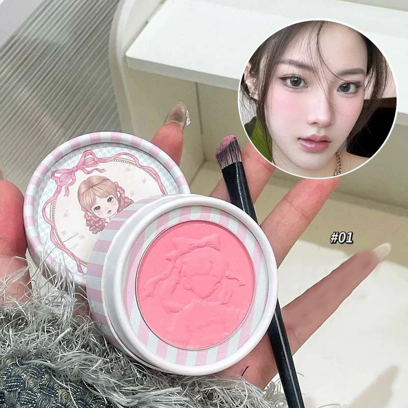 6-Farben matt Relief erröten natürliches Gesicht tragen helle Pflege Rouge Platte Samt koreanischen nicht fliegenden Puder Lidschatten Make-up