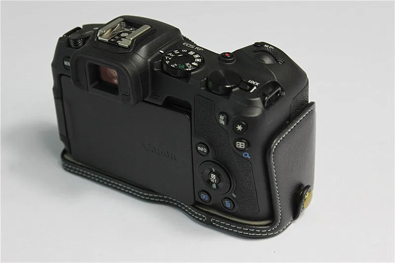 Real Genuine Leather Case Camera Bag Half Body Base Protector for Canon EOS RP Protective Opening Bottom Cover with Wrist Strap