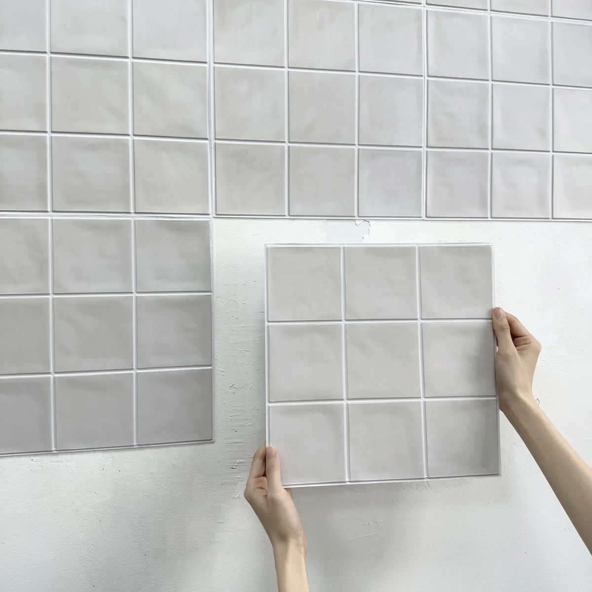 Self‑adhesive 3D Wall Stickers 1 10pcs 3D Decorative Tile Stickers Water Mold Resistant 30x30cm for Kitchen and Bathroom