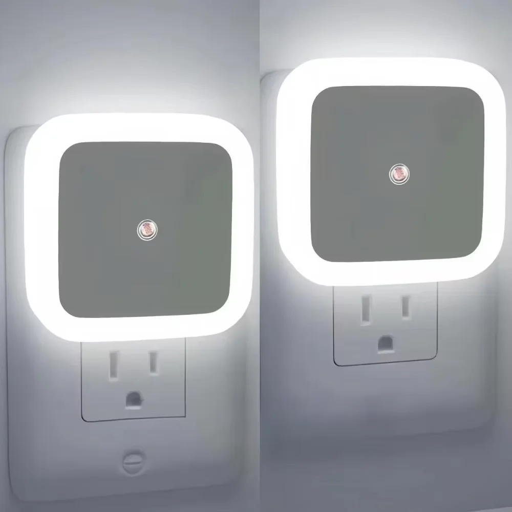 LED Wall Plug Light Sensor Dusk Dawn Hallway Kitchen Auto On Off Indoor Night Lighting for Corridor Garage Basement Decor